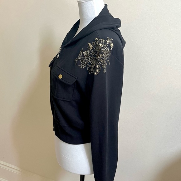 Cropped Hoodie Sweatshirt~Size XL~Black - Picture 4 of 9